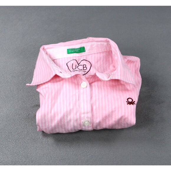 United Colors of Benetton Girls Pink Striped Button-Down Shirt Size XS 4 - Picture 4 of 14